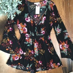 Black floral romper